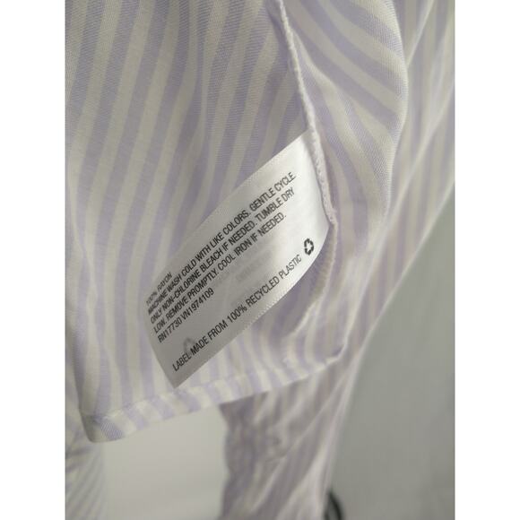Universal‎ Thread Shirt Plus 2X Pinstripe  Button Up Long Sleeve White Blue NWT - Picture 8 of 9